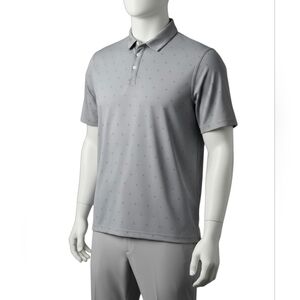 Nike Golf Polo Shirt Light Gray All Over Golf Club Print Sz L